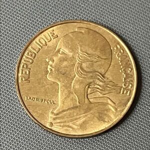 French 20 centimes coin featuring Marianne